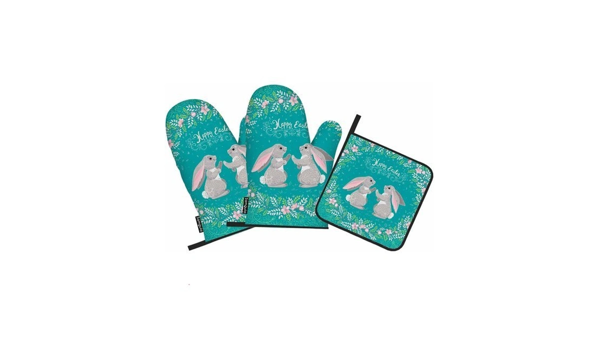 Samgula Easter Oven Mitts And Pot Holders Sets Cute Rabbits