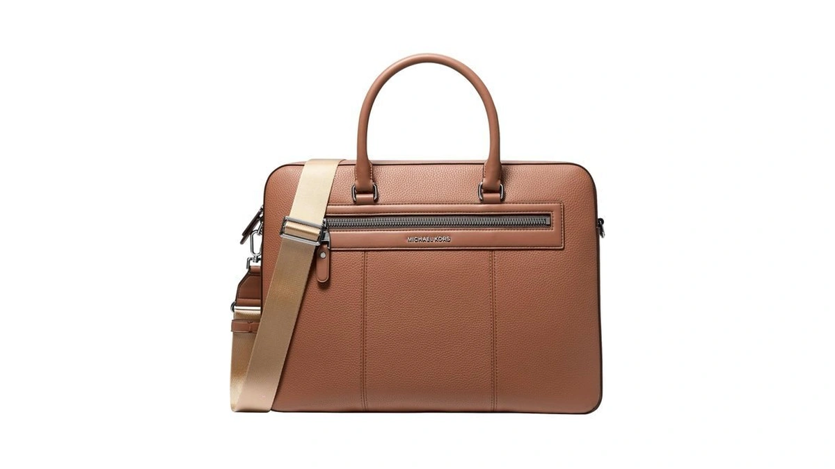 Michael Kors Men's Jet Set Business Briefcase, Silver-tone Hardware/embossed Leather,