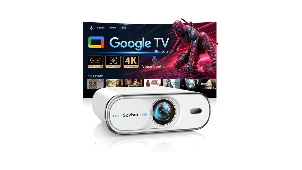Outdoor-projector Built-in Google Tv, Sovboi Auto Lens Cap Smart Proyector