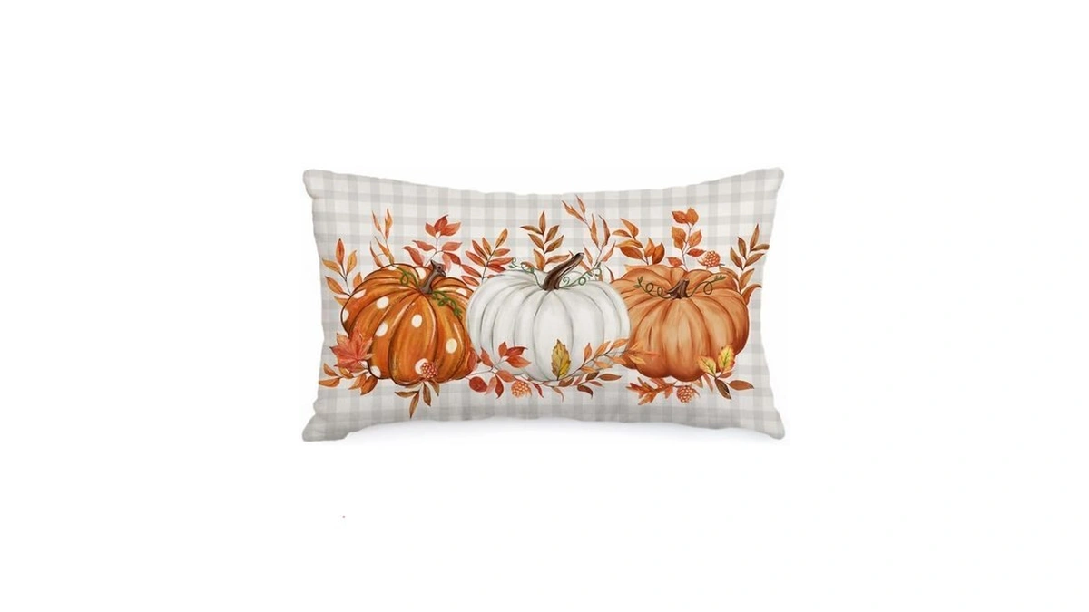 Aacors Fall Pumpkin Lumbar Pillow Cover 12x20 For Sofa, Thanksgiving