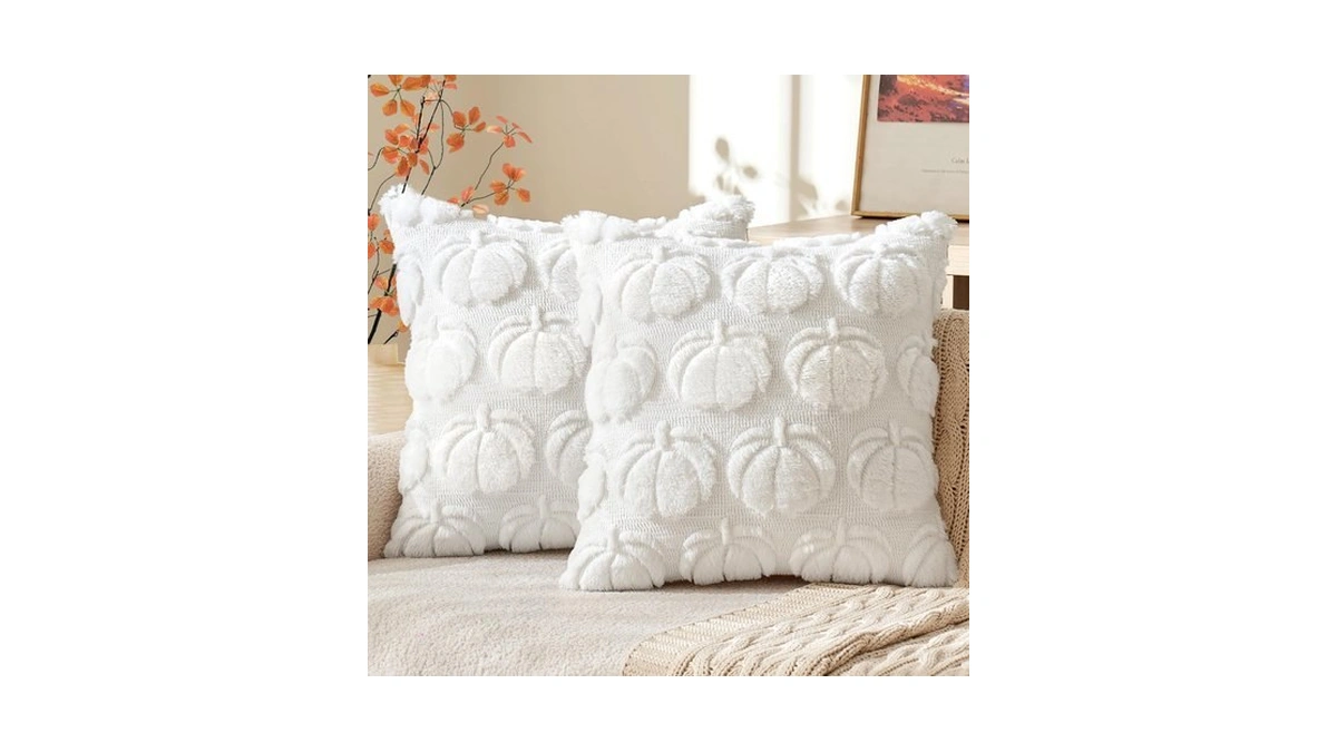 Miulee Fall Pillow Covers Pumpkin Fall Decor 18x18 Pure White