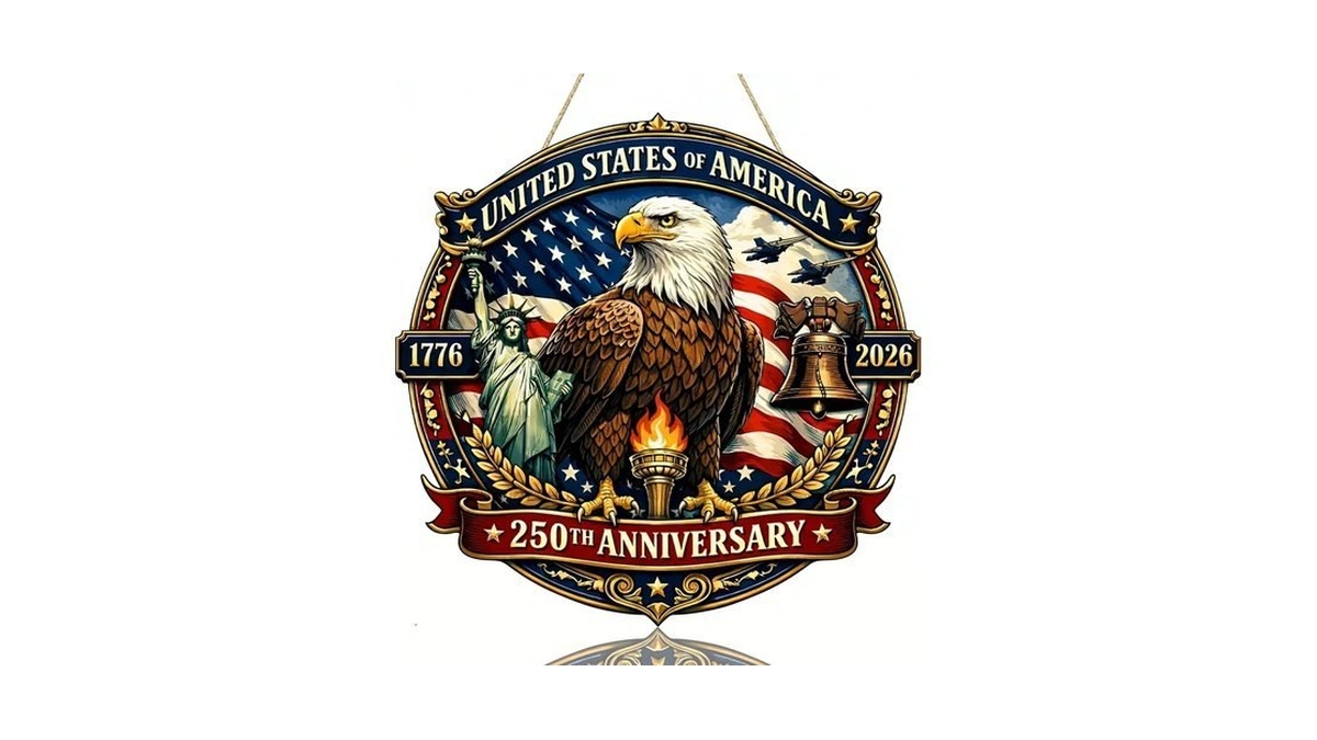 Usa Anniversary Decoration 250th Anniversary 1776-2026 Door Sign Wooden Double-layer