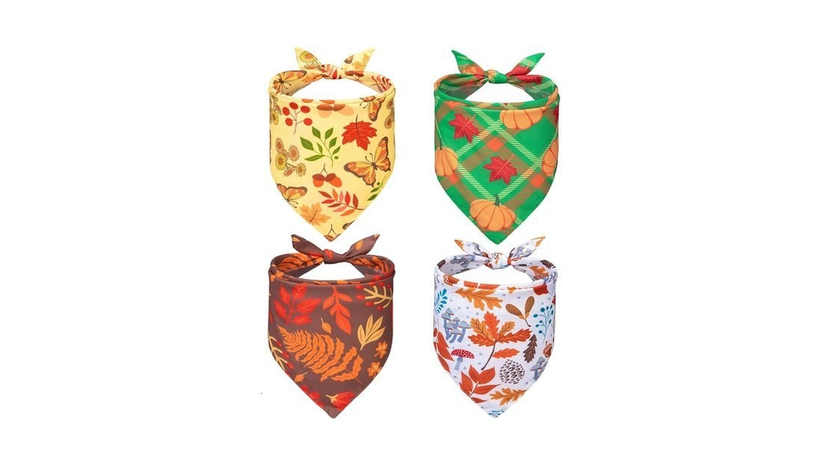 Pupteck Fall Dog Bandanas 4pcs For Thanksgiving Day - Autumn