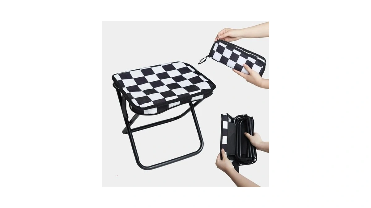 Collapsible Stool Camping Folding Stools: 1.1lbs Lightweight Portable Foot Stool