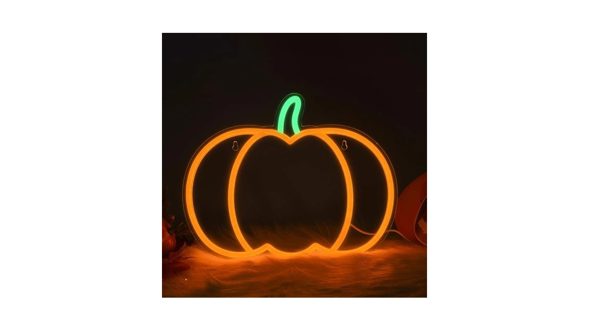 Missaudrey Halloween Light Up Big Pumpkin Neon Sign Window Decor