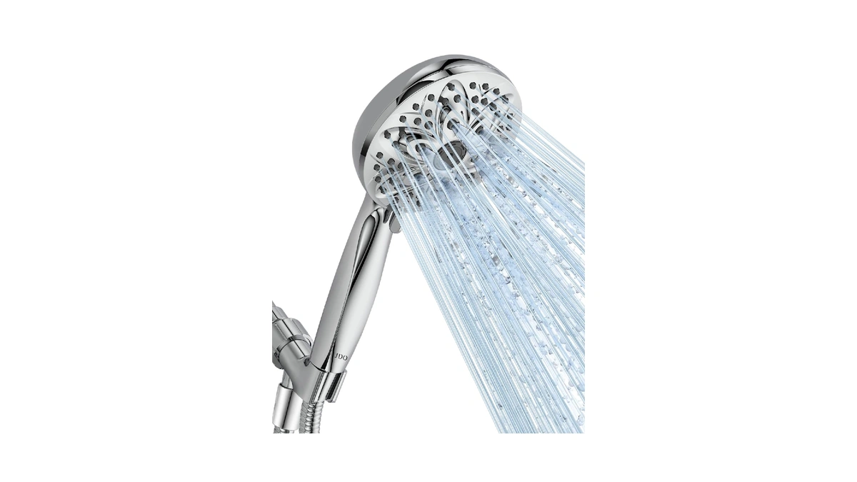 Jdo High‑pressure 6‑setting Handheld Shower Head, 4.7 Inch Chrome Premium