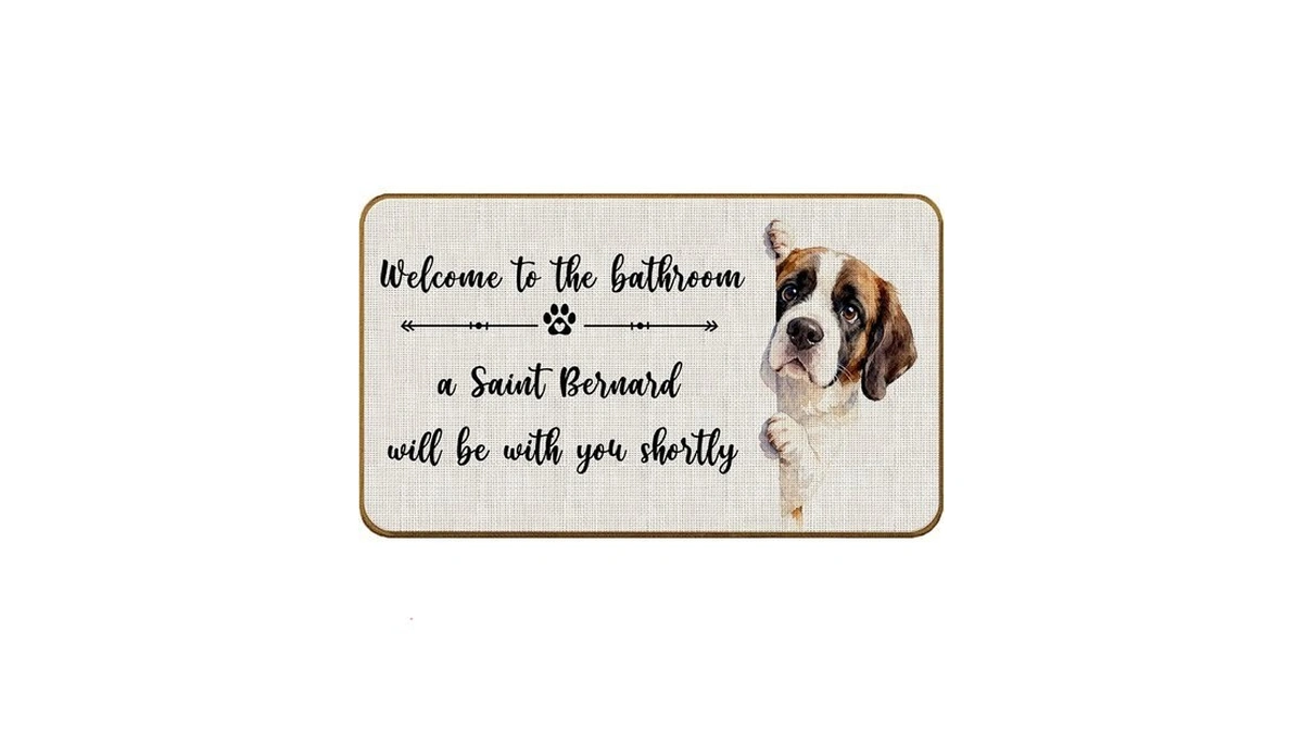 Skiptiger Saint Bernard Dog Bathroom Decor, Saint Bernard Gifts Welcome