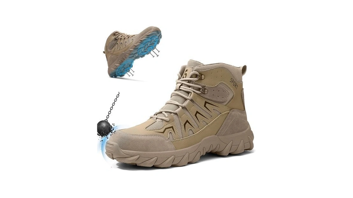 Baiyijia Steel Toe Work Boots For Men Suede High Top
