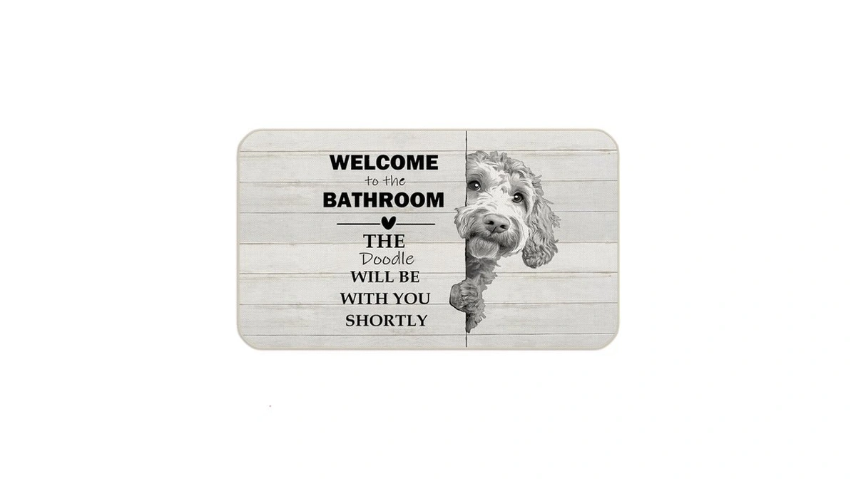 Dayouer Funny Goldendoodle Bathroom Door Mat, Goldendoodle Gifts Welcome Mat,