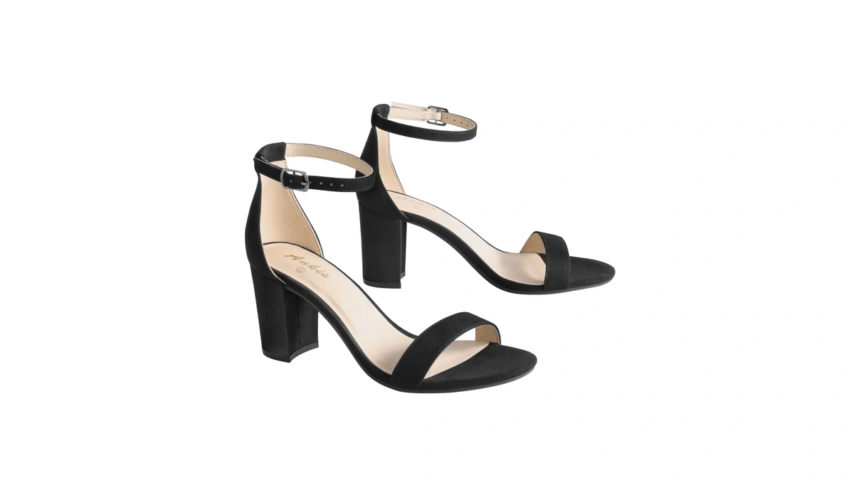 Ankis Heels For Women Open Toe Ankle Strap Chunky Heel