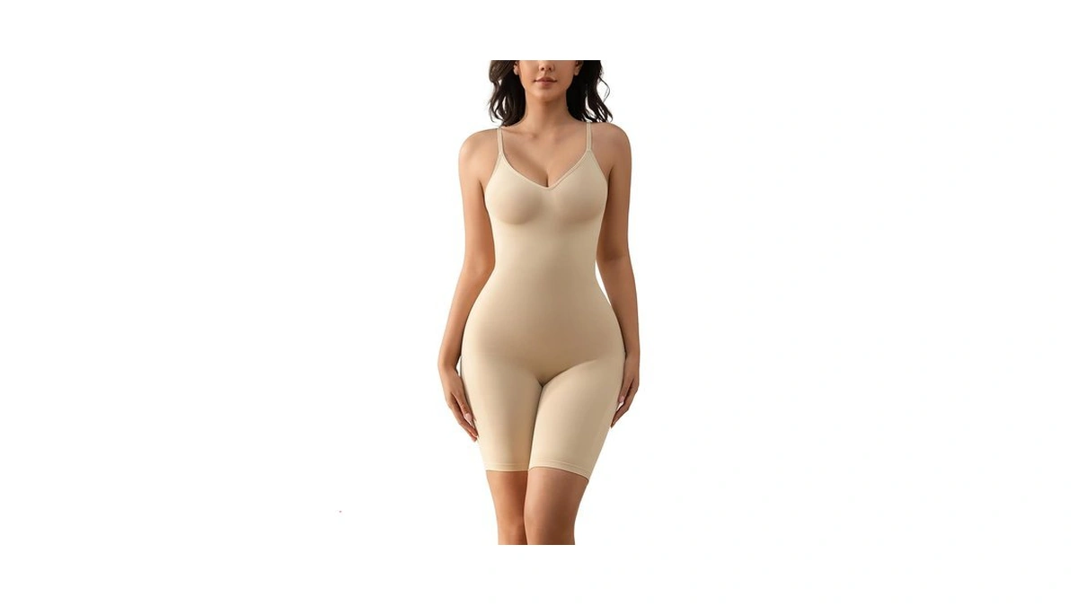 Bampoopanpa Women Slimming Bodysuits Shapewear Tummy Control Body Shaper Spaghetti