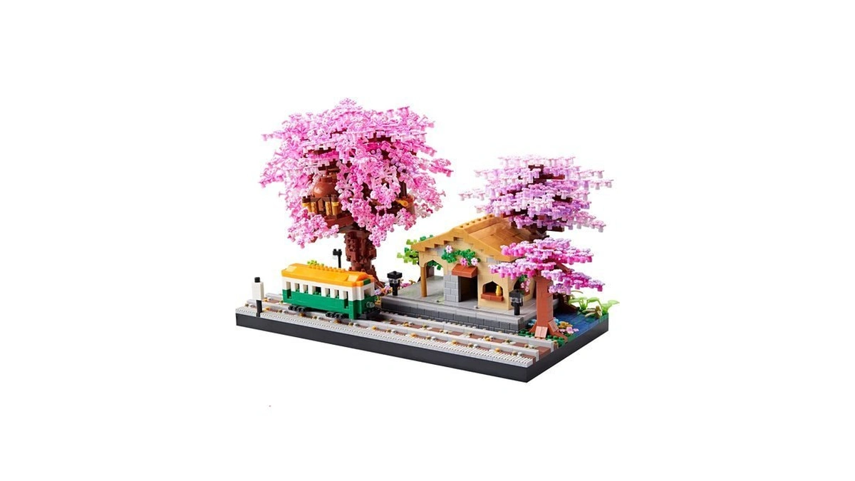 Dolblock Japanese Cherry Blossom Tree Flower House Micro Building Blocks