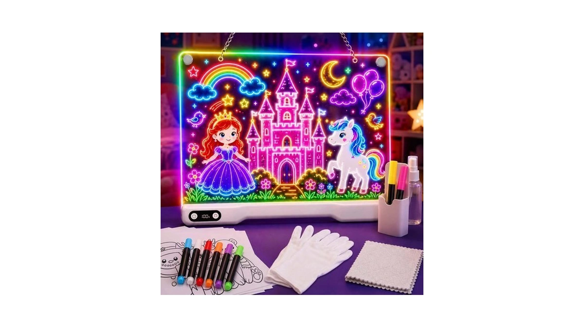 Buspher Led Drawing Board For Kids, 16 Inch Rechargeable Glow