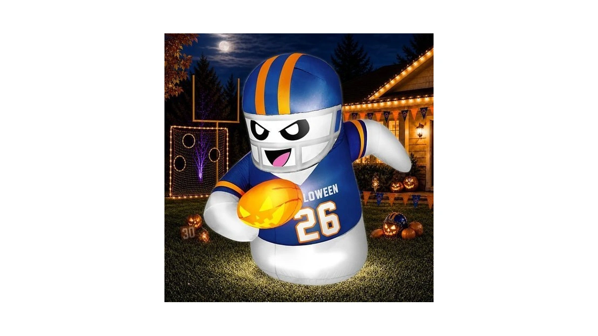 Fotako 5ft Halloween Inflatables Decorations Outdoor Football Player Ghost Built-in