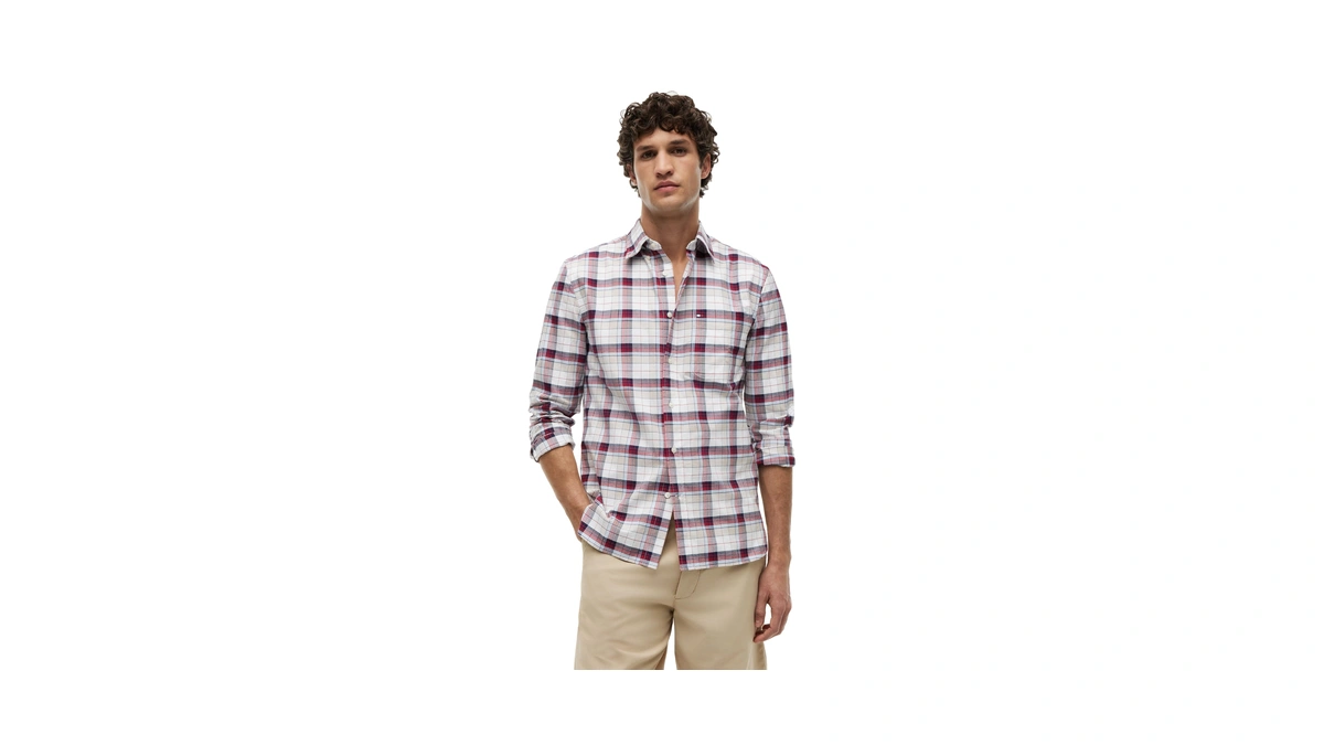 Tommy Hilfiger Men's Heritage Oxford Medium Check Regular Fit Long