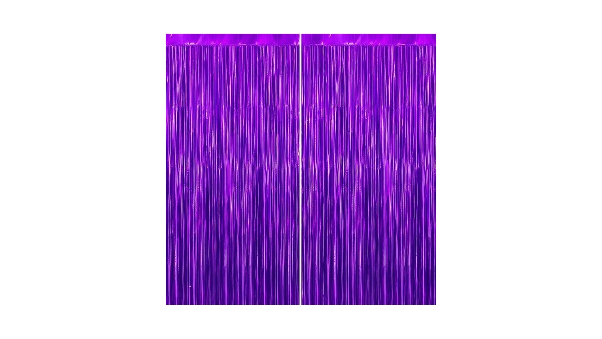 Katchon Purple Foil Fringe Backdrop Pack 2 Birthday Decorations For