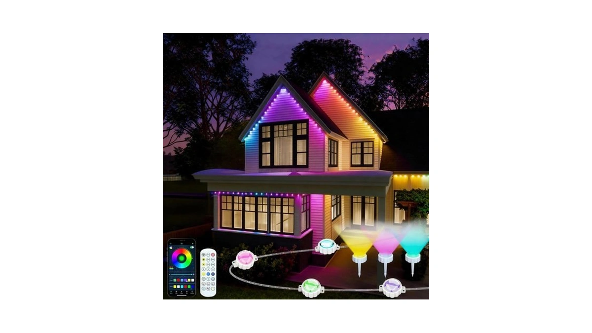Honche Upgrad Permanent Outdoor Lights Landscape Path Lights 101ft 72l