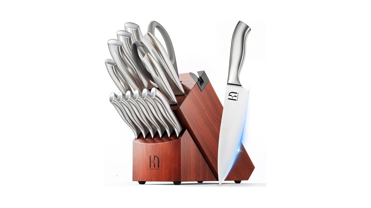 Knifesaga 14 Pcs Kitchen Knife Set With Block And Sharpener,