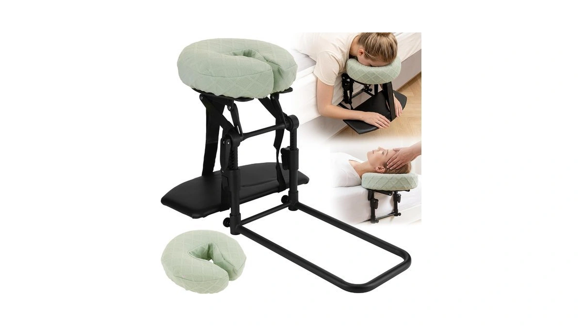 Massage Headrest For Bed With Armrest Shelf, Adjustable Massage Face