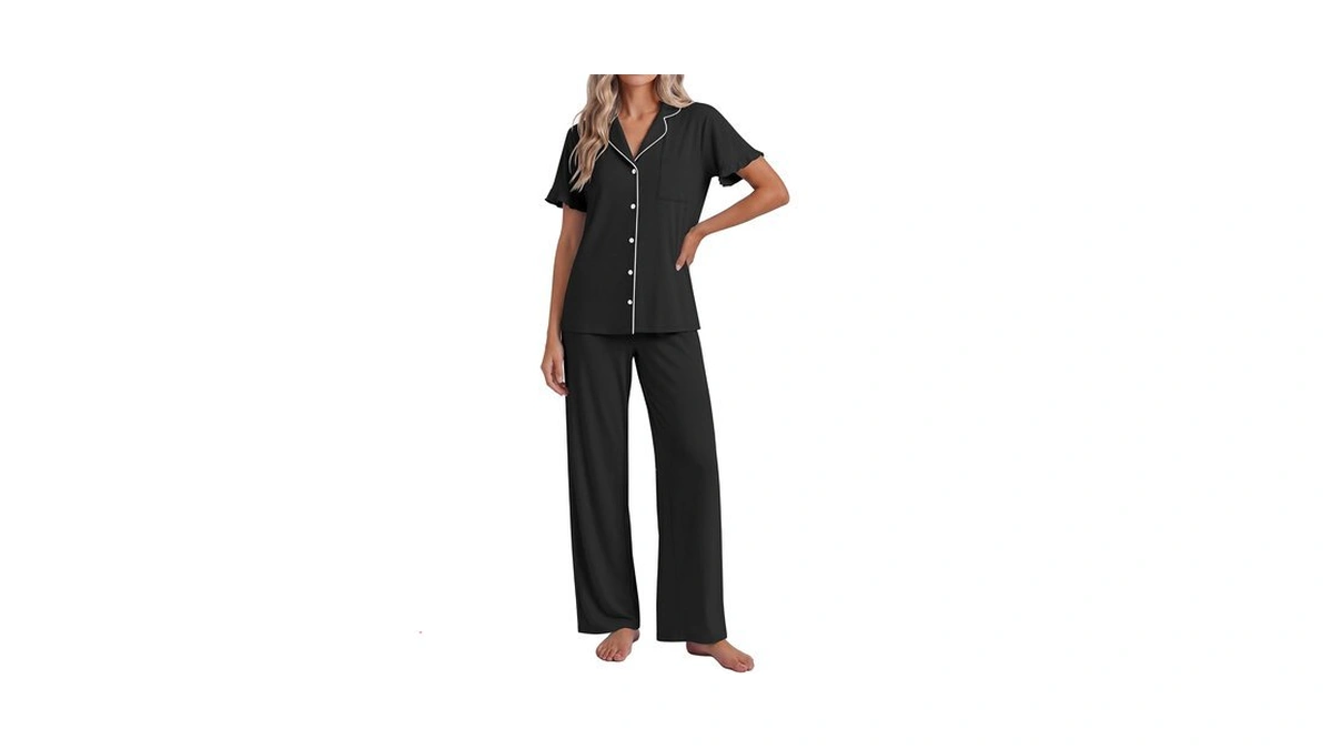 Ekouaer Pajamas For Women Set Button Up Soft Pjs Short
