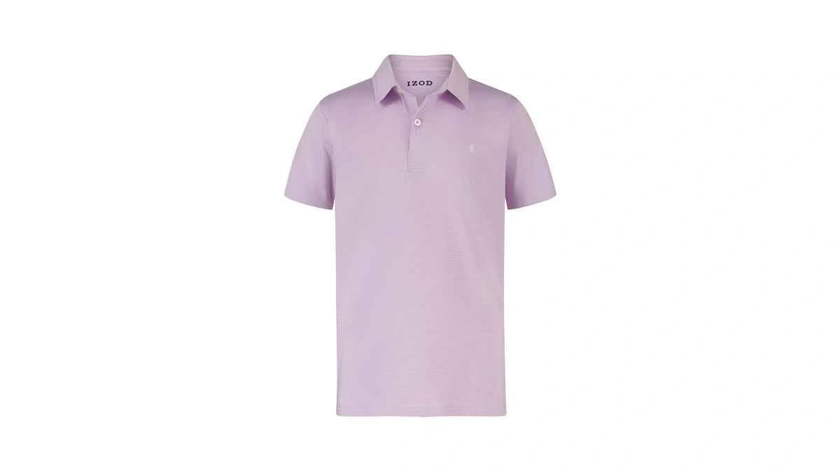 Izod Boys' Performance Golf Grid Short Sleeve Stretch Collared Polo
