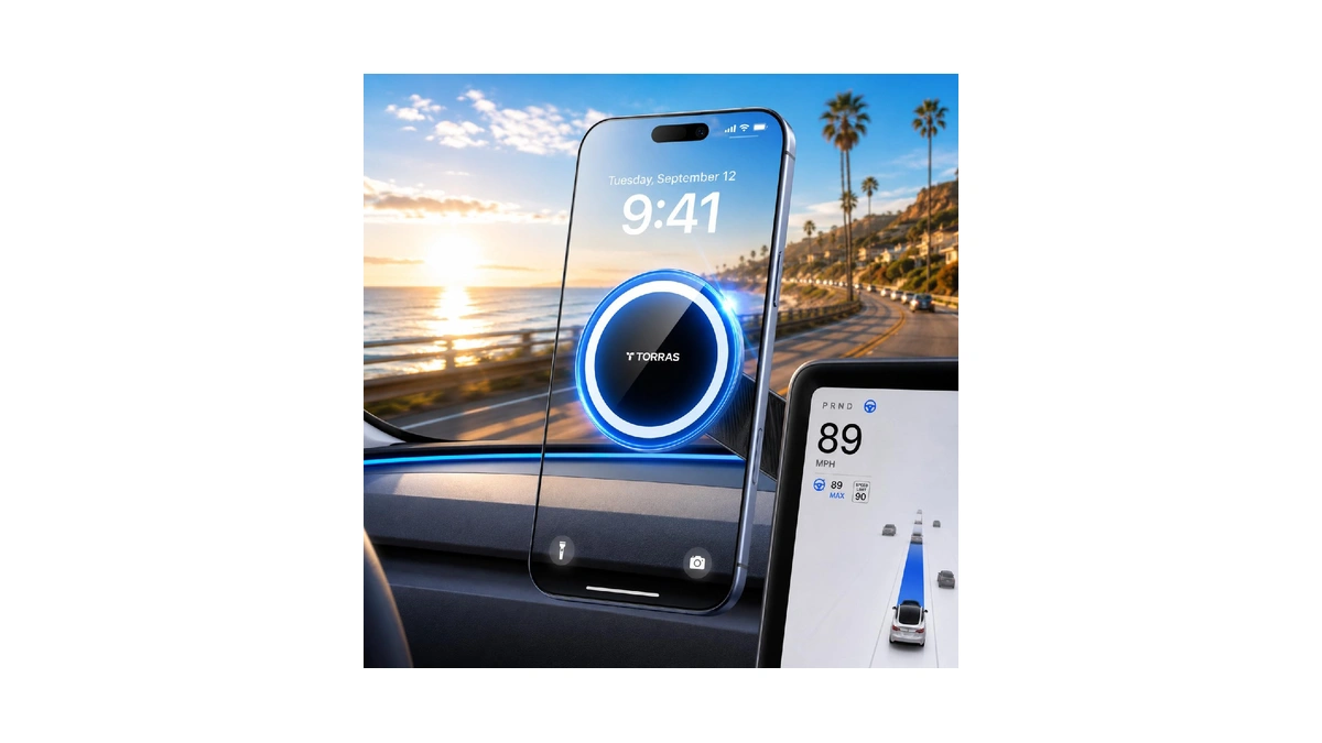 Torras Stow Tesla Phone Mount [hidden & Strong Magnet] 360°rotation