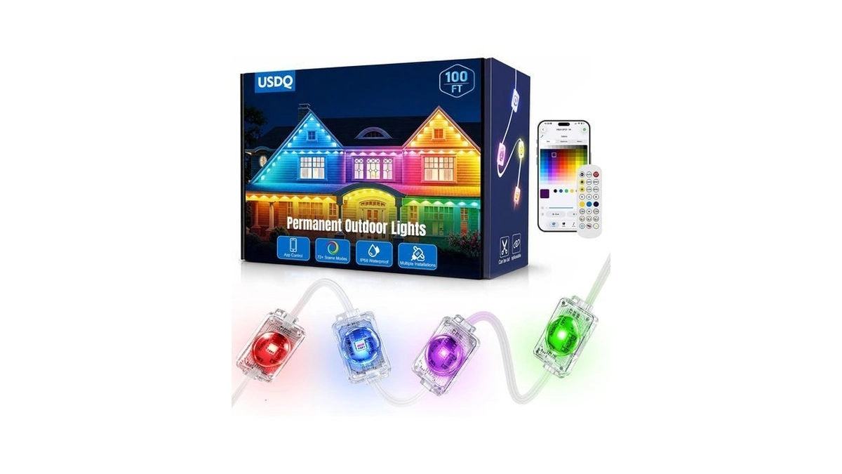 Usdq Permanent Outdoor Lights, 100ft Rgbww Smart Led Eaves Lights