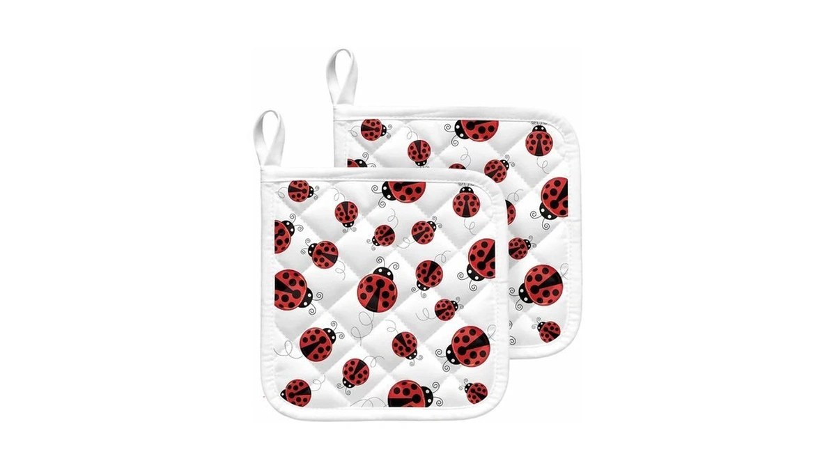 Love Home Day Country Ladybug Pot Holders For Kitchen Set