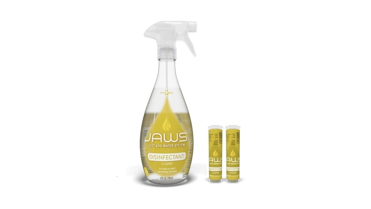 Jaws Disinfectant Cleaner Kit, Deodorizer, Spray Bottle & Refill Pods,