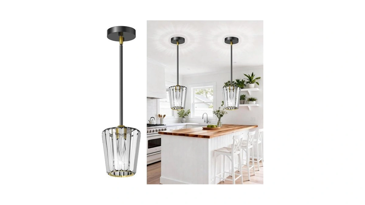 Rayspan 2 Pack Crystal Pendant Lights Kitchen Island - Modern
