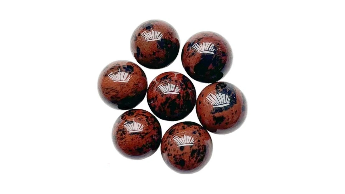 Bacatgem 7 Pcs Natural Golden Swan Crystal Sphere Ball,0.78 Inchs