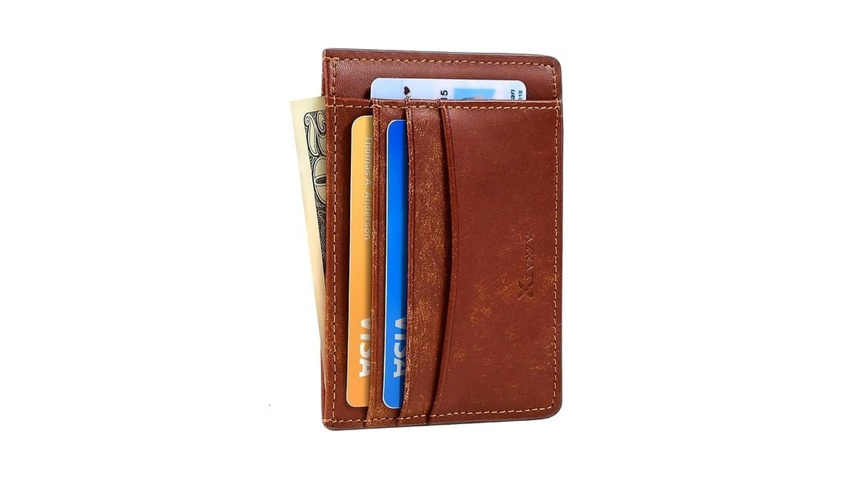 Xzvxzv Men's Slim Wallet Italian Pebbled Leather Minimalist Front Pocket