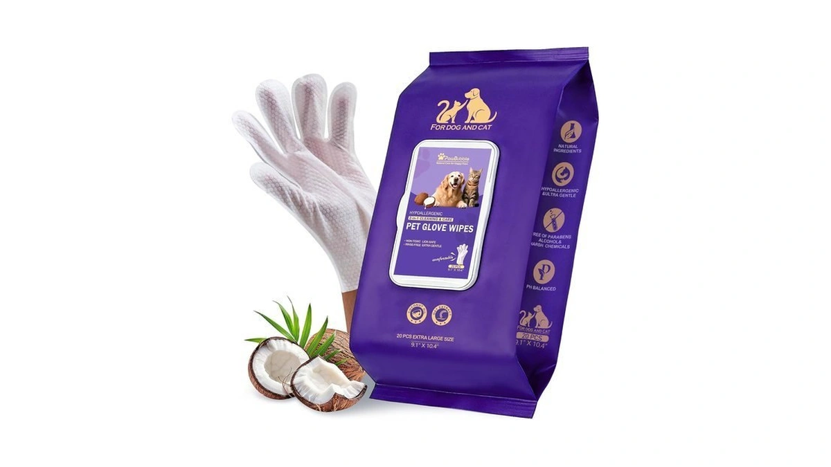 Pawbubble Pet Glove Wipes, Cleaning Wipes For Full-body Grooming (20