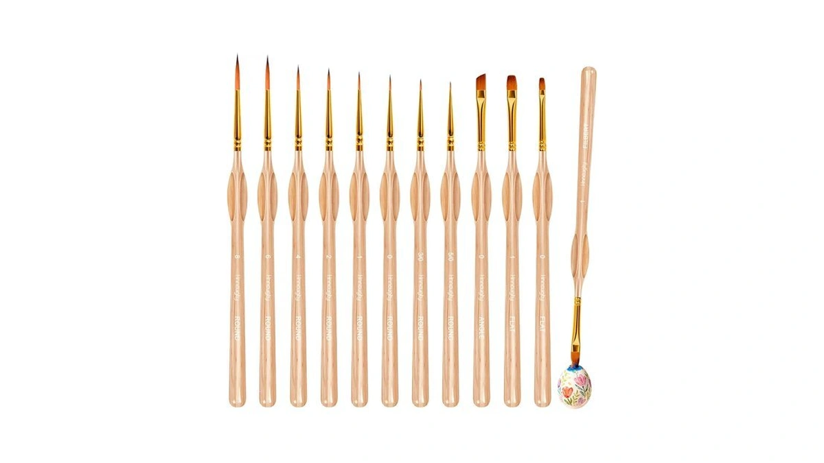 Hnncugty Miniature Paint Brushes 12pcs, Paint Brushes For Acrylic Painting