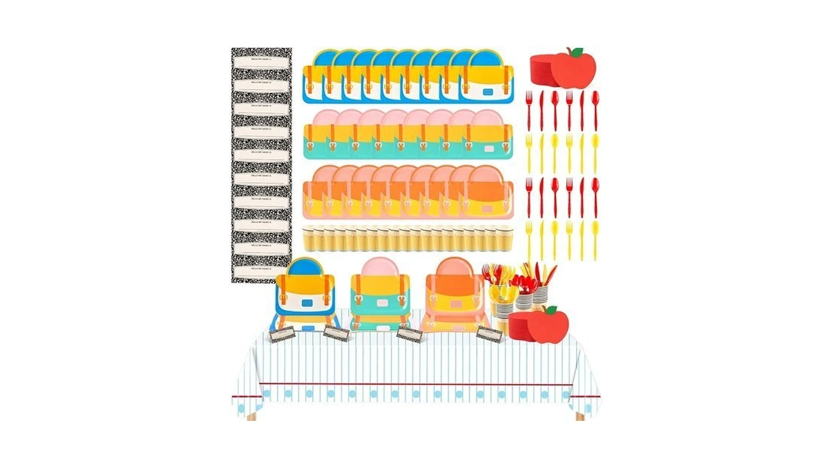 Bafeil 122pcs Back To School First Day Tableware Set For