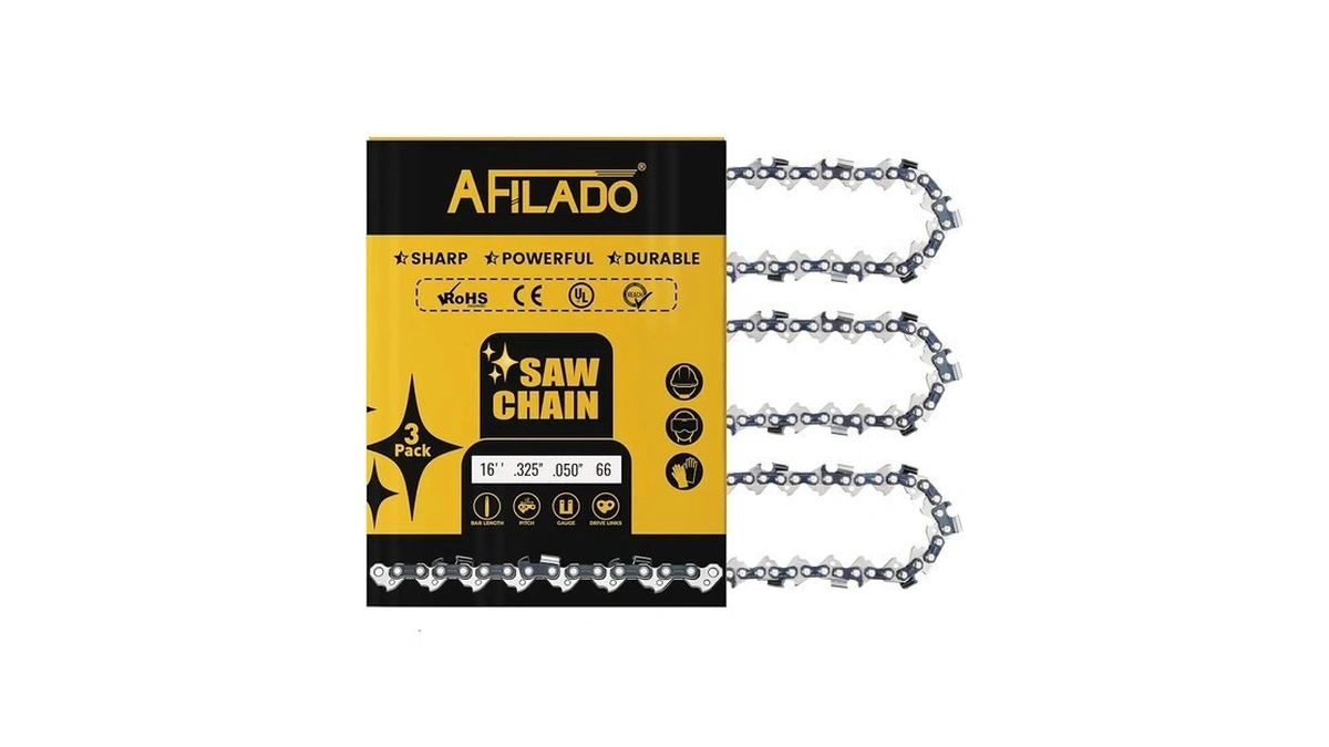 3 Pack 16 Inch Chainsaw Chain 66 Drive Links, .050"