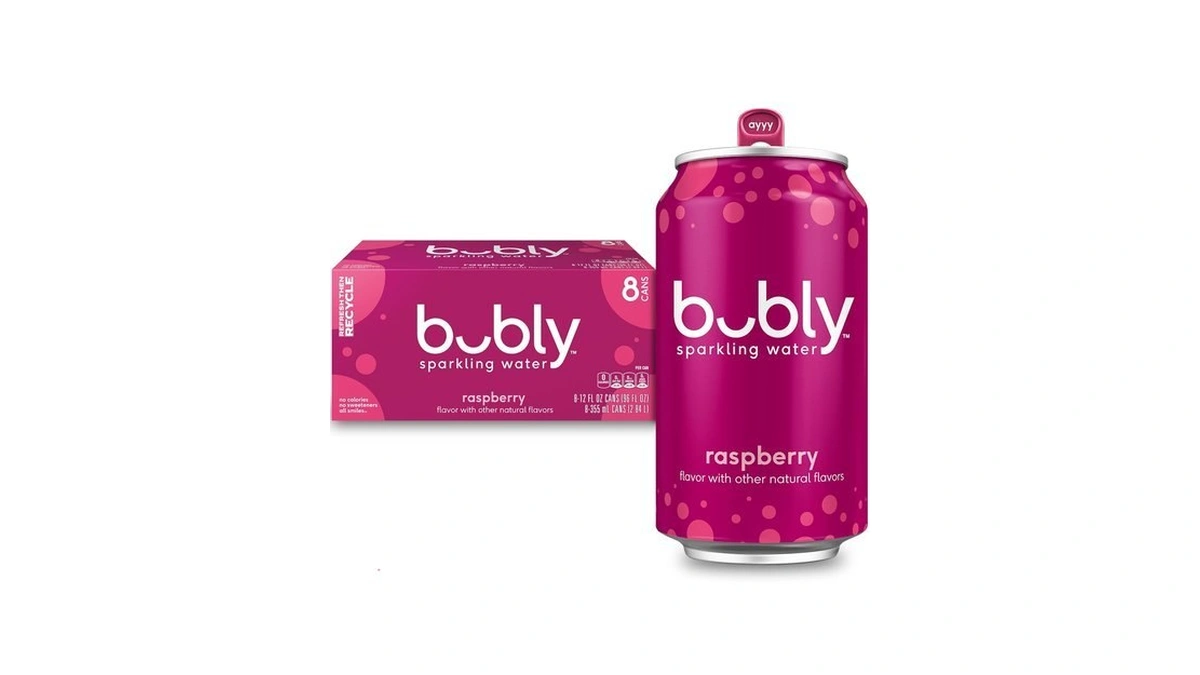 Bubly Sparkling Water, Raspberry, 12 Fl Oz Cans (8 Pack)