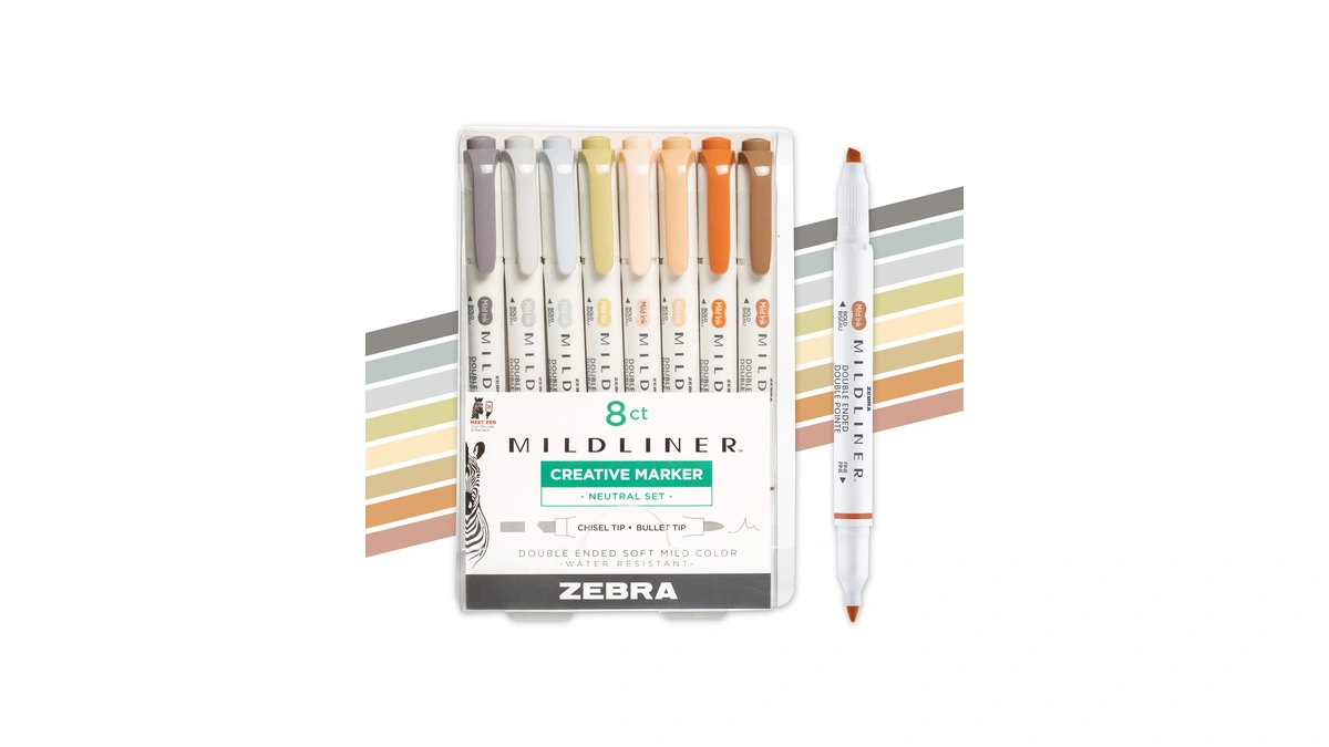 Zebra Pen Mildliner No Bleed Highlighter, Neutral Vintage, Dual Tip,
