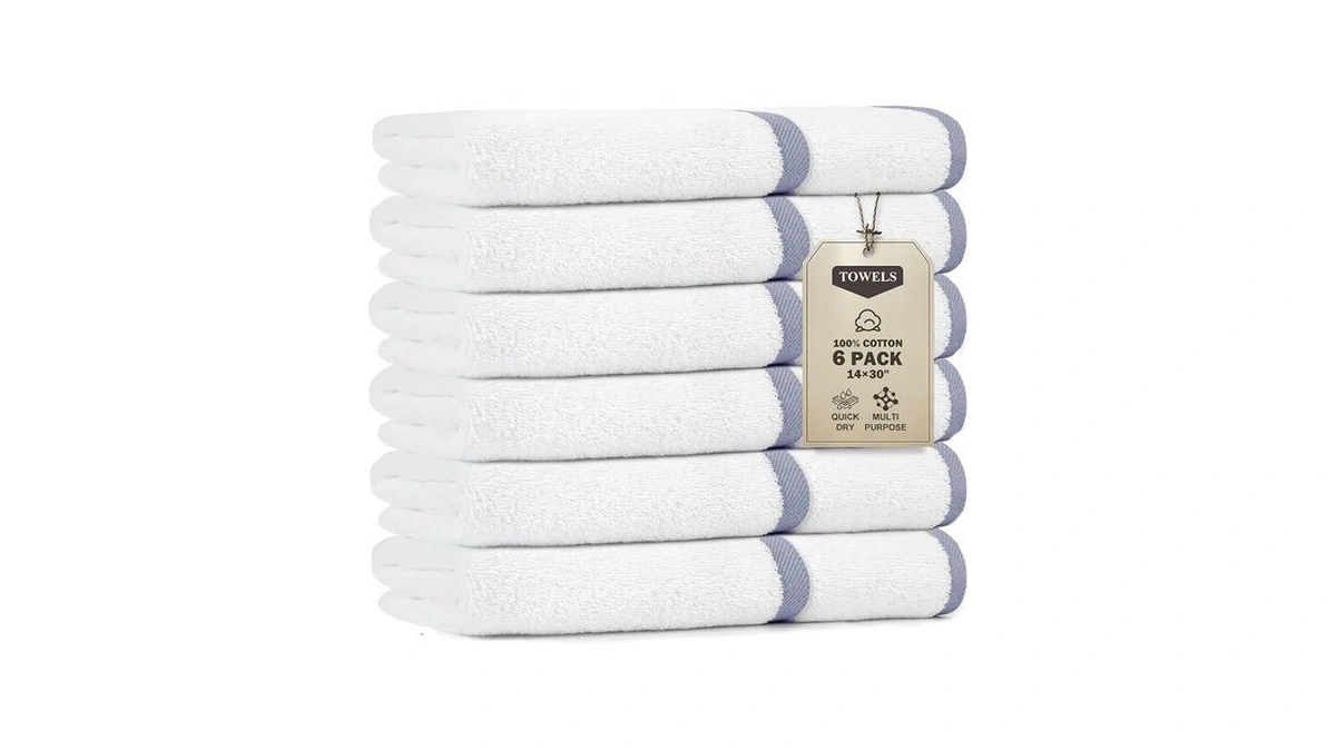 Cagreex Luxury Hand Towel Bathroom Soft: 6 Pcs White Stripe