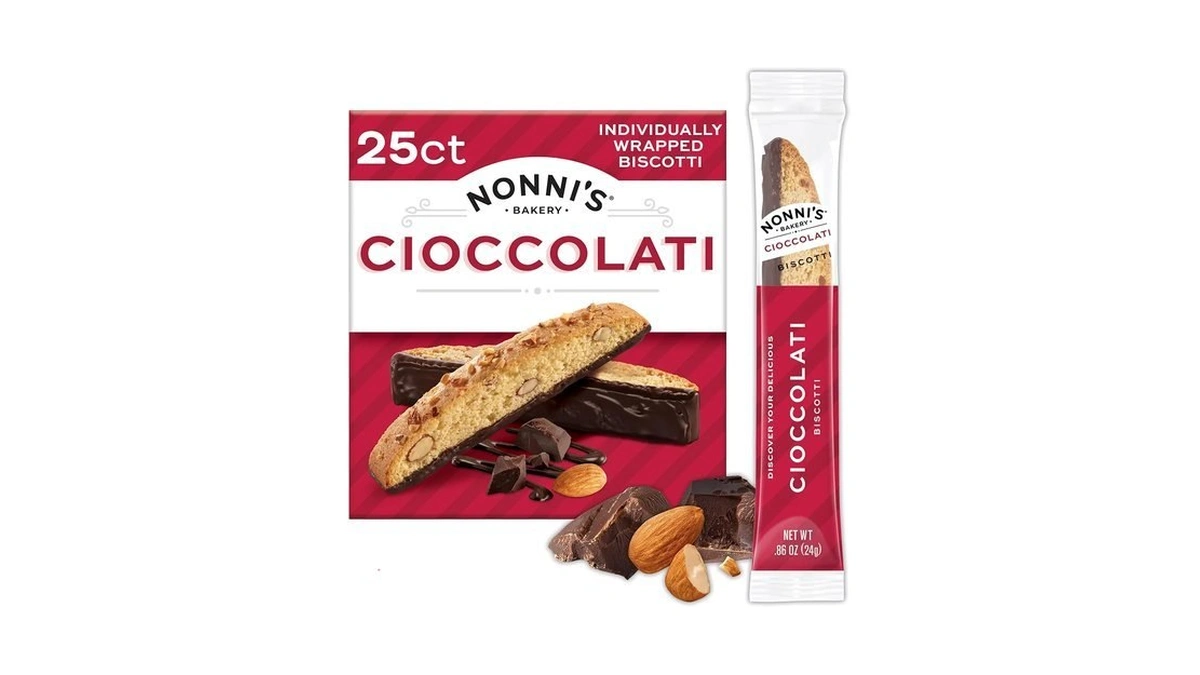 Nonni's Cioccolati Dark Chocolate Almond Biscotti Cookies, 25ct (21.5oz)