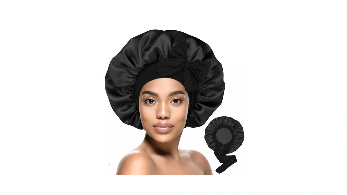 Hirui Silk Satin Bonnet For Sleeping Women, Double-layer Sleep Cap