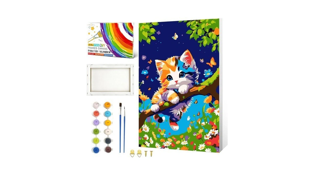Ztotz Tree Cats Paint By Numbers Kit Framed Canvas 8x12