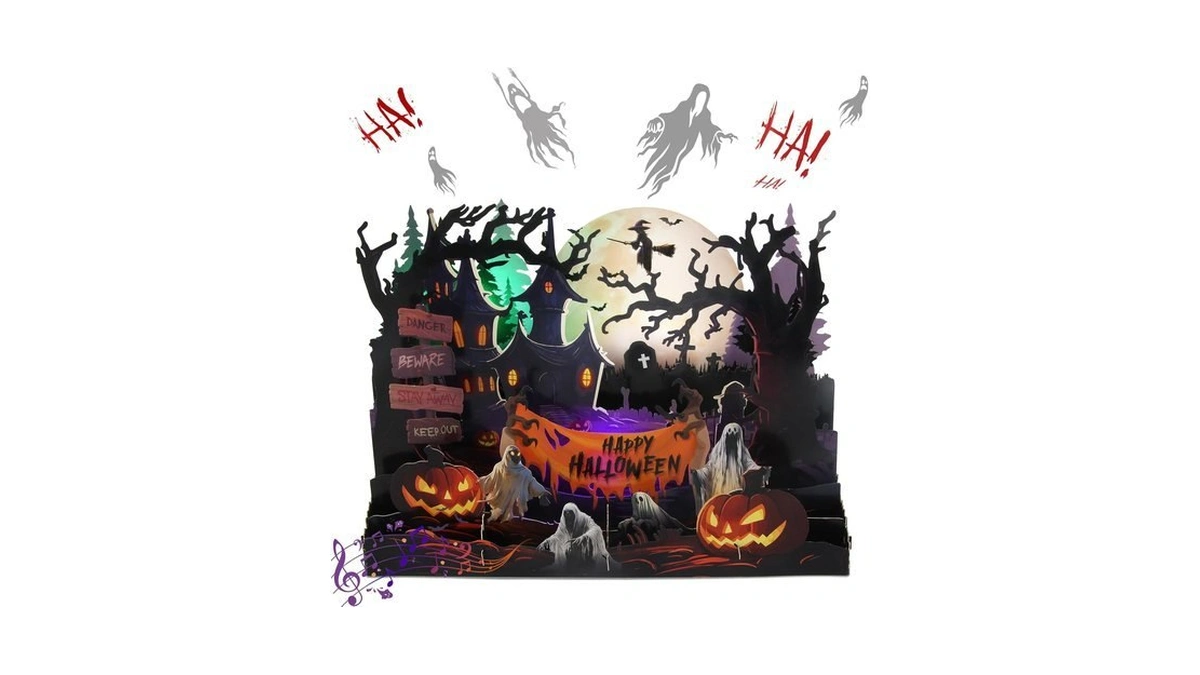 Xtf2015 Halloween Card With Lights & Spooky Music 3d Halloween