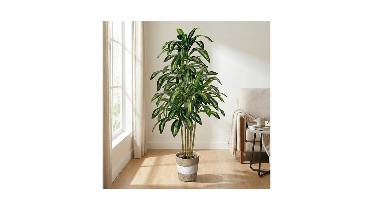 Lucealberi Artificial Dracaena Tree 5ft Tall Fake Plant With Planter&basket