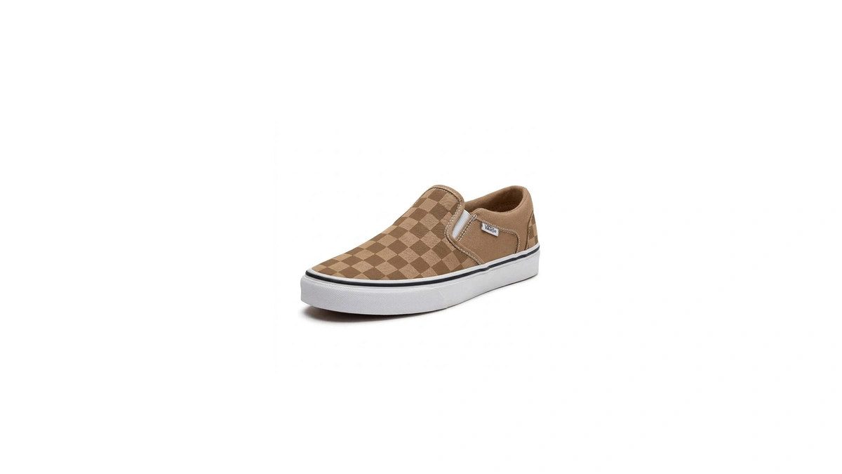 Vans Men's Asher Slip-on Shoe, Tonal Check Incense, 9