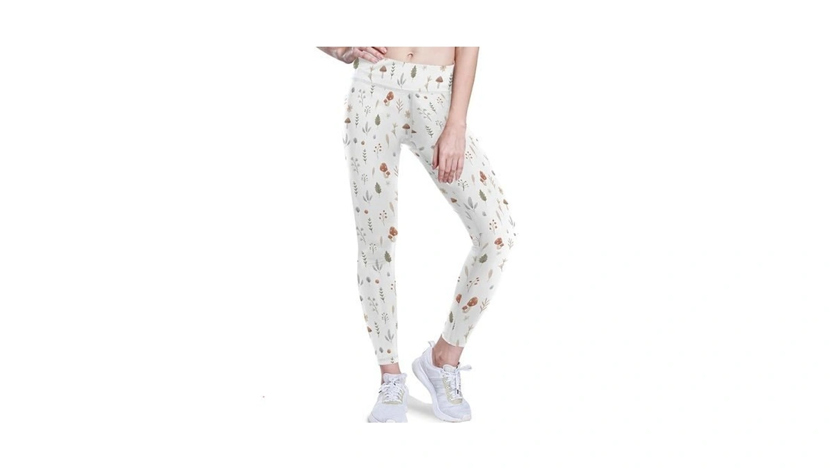 Visesunny High Waist Yoga Pants With Pockets Cute Mushroom Forest
