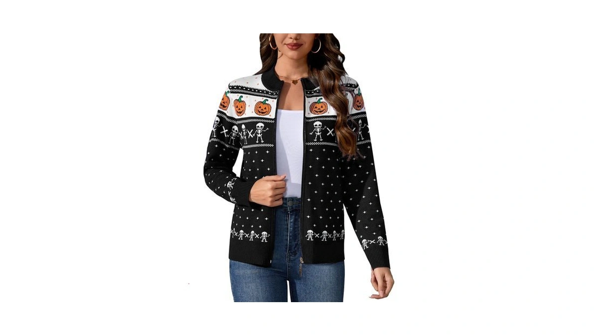 Totatuit Women Zip Up Knitted Halloween Costume Jacket Lightweight Sweater