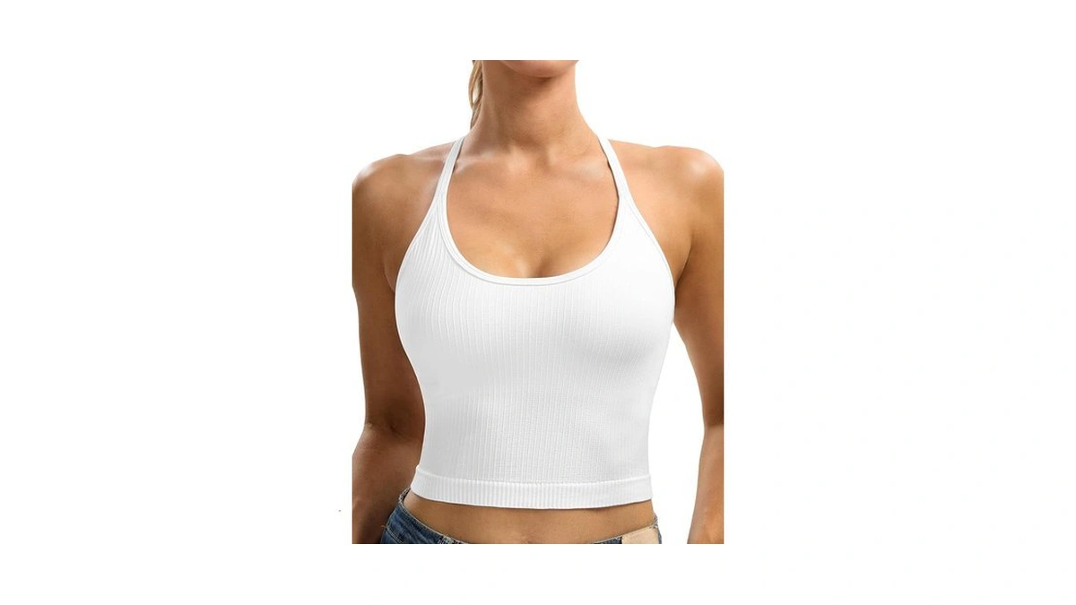 Mathcat Double Criss-cross Crop Tank Top For Women White