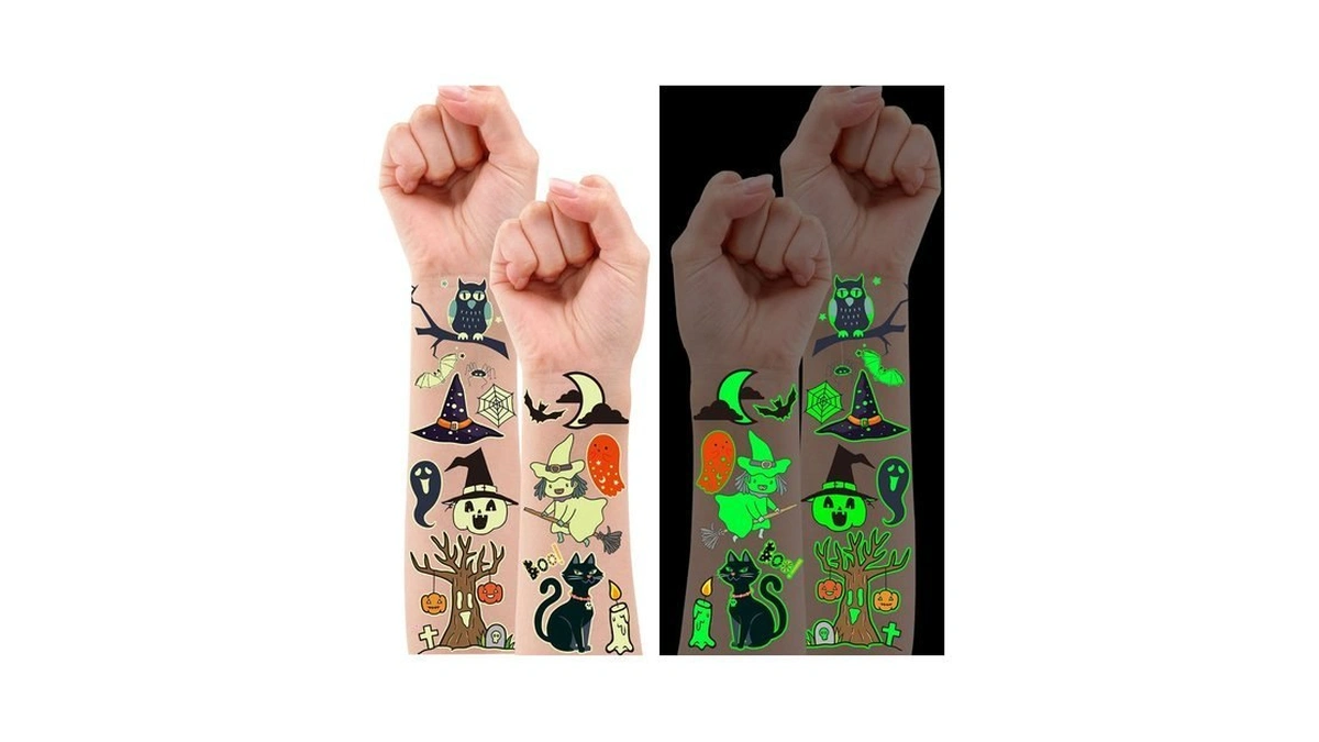 Partywind 250 Styles Glow Halloween Party Supplies, Luminous Halloween Temporary