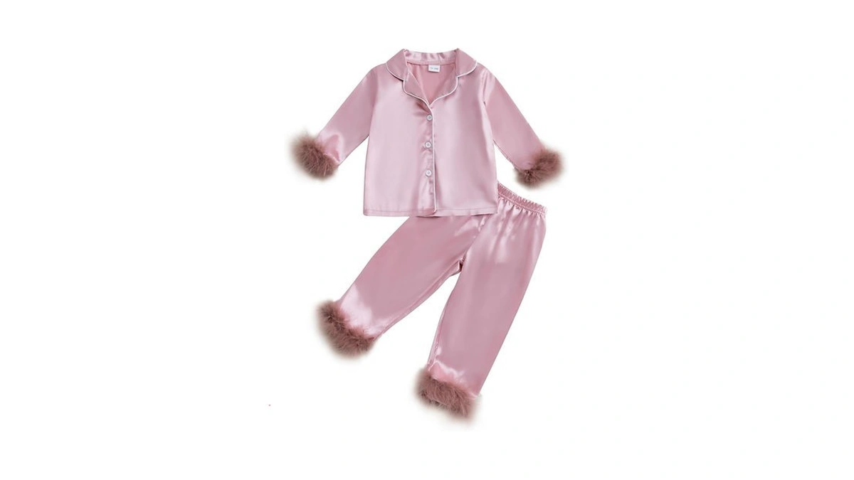 Kuriozud Toddler Kids Little Girls Valentines Day Satin Pajamas Bow